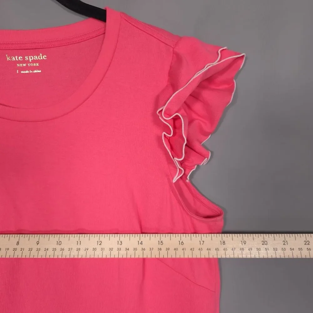Kate Spade Dress LARGE Trapeze Knit‎ Deep Dahlia Pink Ruffle Tiered Cotton K7675